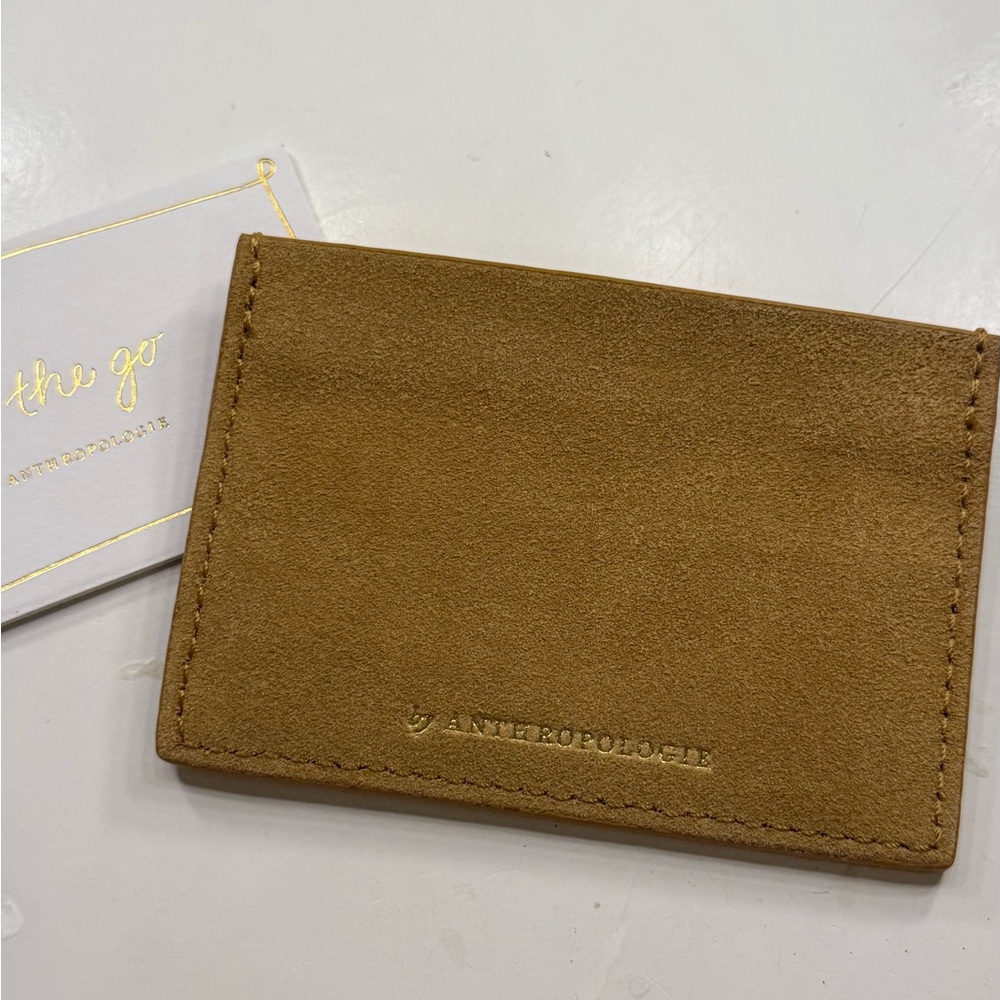 Anthropologie Brown Suede Card Holder